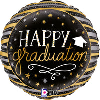 Foil Balloon 18" Round Satin Mettalic Graduation - Tiger Feet Ireland