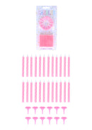 Candles Party 24 with 12 Holders 6cm Pink - Tiger Feet Ireland