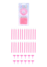 Candles Party 24 with 12 Holders 6cm Pink - Tiger Feet Ireland