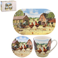 Cockerel & Hen Mugcoastertray - Tiger Feet Ireland