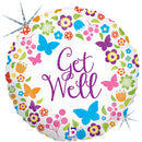 Foil Balloon 18" Butterflies & Flower Get Well - Tiger Feet Ireland