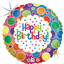 Foil Balloon 18" Round Rainbow Dots Birthday - Tiger Feet Ireland
