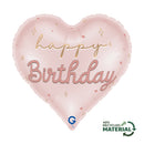 Foil Blln 18in Rnd Pink Happy Birthday - Tiger Feet Ireland