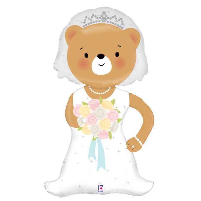 Foil Balloon 43" Supershape Linky Bride Bear - Tiger Feet Ireland