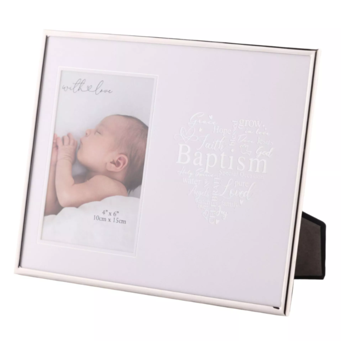 Silver Heart Frame 4inx6in Baptism - Tiger Feet Ireland