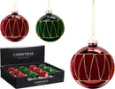 Xmas Ball 80Mm 4Ass Design 12pk - Tiger Feet Ireland