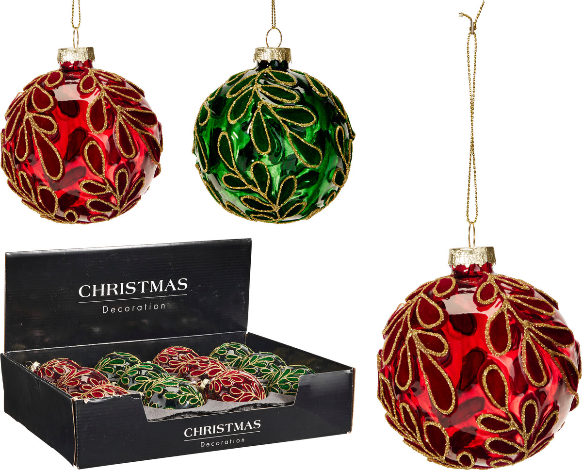 Xmas Ball 80Mm 2Ass Colour 12pk - Tiger Feet Ireland