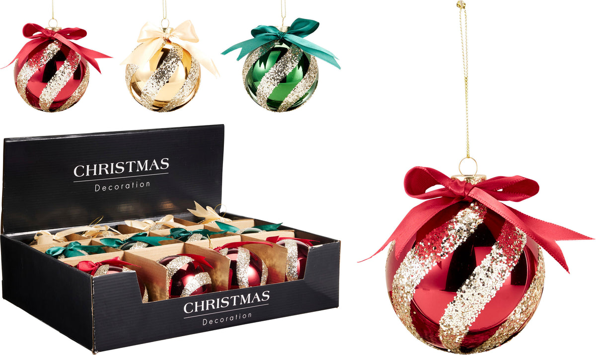 Xmas Ball 100Mm 3Ass Colour 12pk - Tiger Feet Ireland