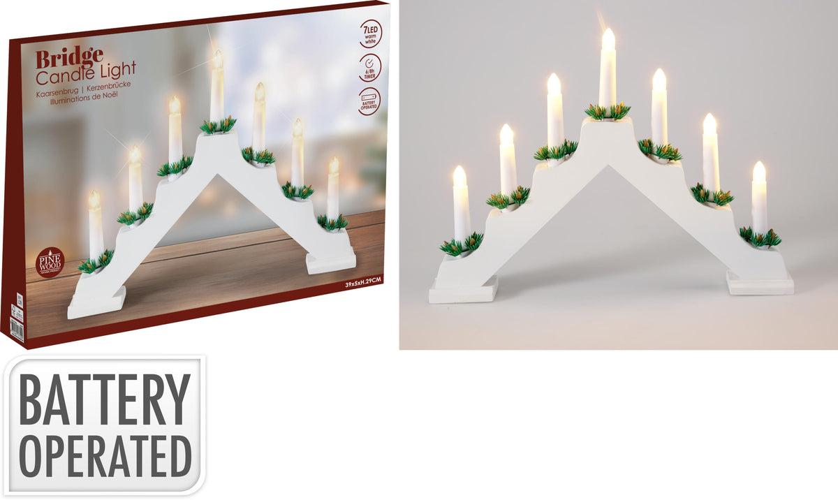 Candle Bridge Wood 7LED White