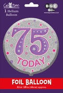 5Pk Foil Balloon Birthday Age 75 - Tiger Feet Ireland