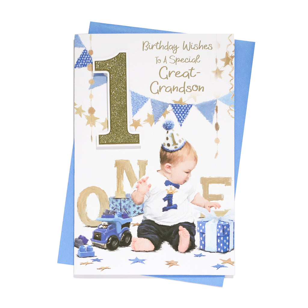 6pk Cards C75 Birthday Age 1 Great-Grandson - Tiger Feet Ireland