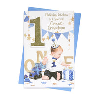 6pk Cards C75 Birthday Age 1 Great-Grandson - Tiger Feet Ireland