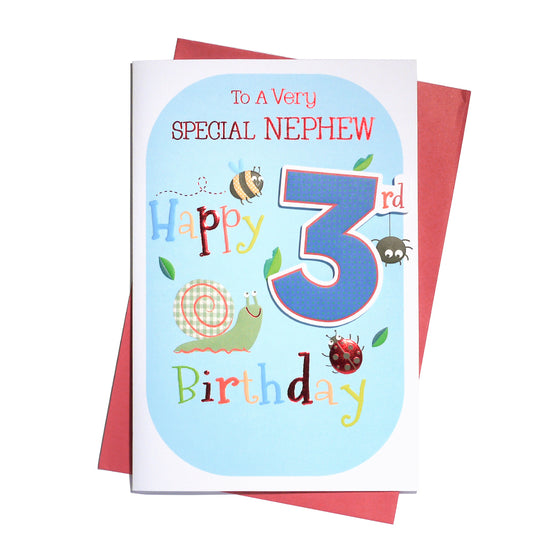 6pk Cards C75 Birthday Age 3 Nephew