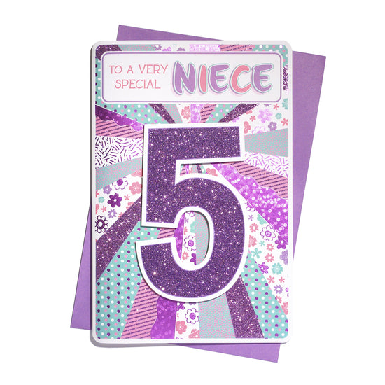 6pk Cards C75 Birthday Age 5 Niece