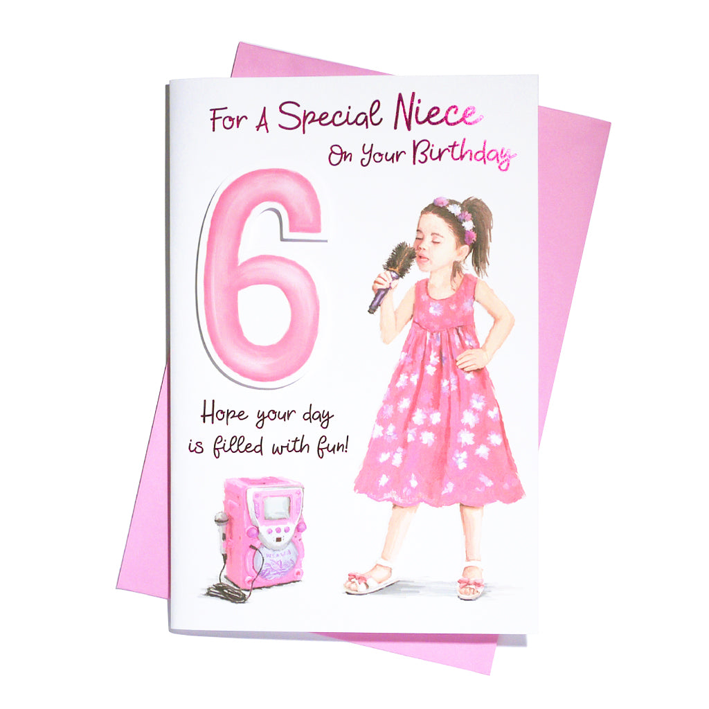 6pk Cards C75 Birthday Age 6 Niece - Tiger Feet Ireland