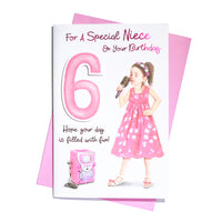 6pk Cards C75 Birthday Age 6 Niece - Tiger Feet Ireland