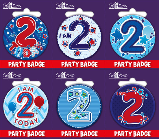 6pk Small Badges Birthday Age 2