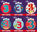 6pk Small Badges Birthday Age 3 - Tiger Feet Ireland