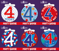 6pk Small Badges Birthday Age 4 - Tiger Feet Ireland