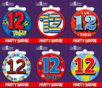 6pk Small Badges Birthday Age 12 - Tiger Feet Ireland