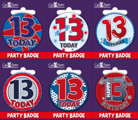 6pk Small Badges Birthday Age 13 - Tiger Feet Ireland