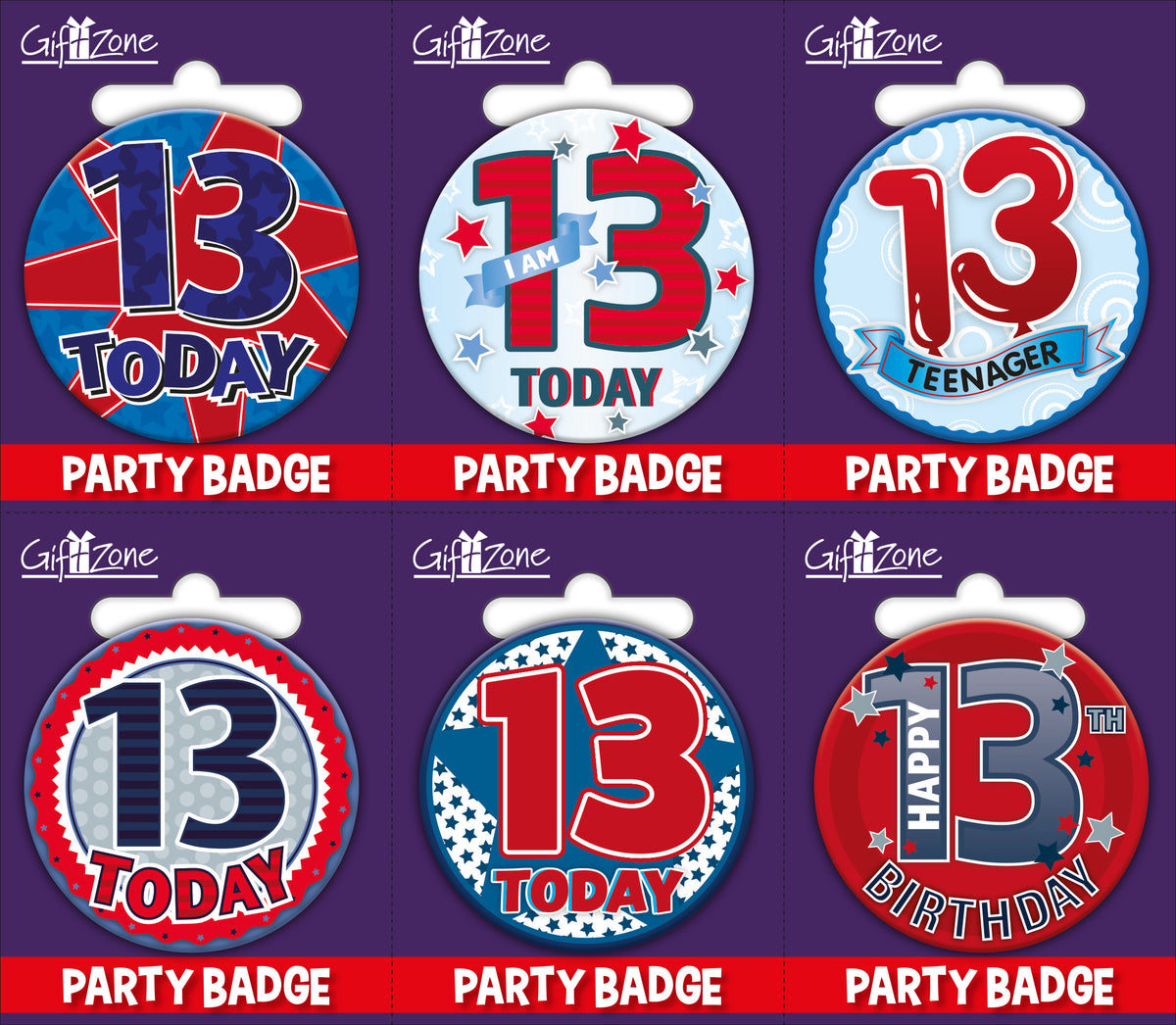 6pk Small Badges Birthday Age 13 - Tiger Feet Ireland