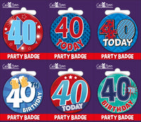6pk Small Badges Birthday Age 40 - Tiger Feet Ireland