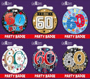 6pk Small Badges Birthday Age 60 - Tiger Feet Ireland