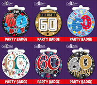 6pk Small Badges Birthday Age 60 - Tiger Feet Ireland