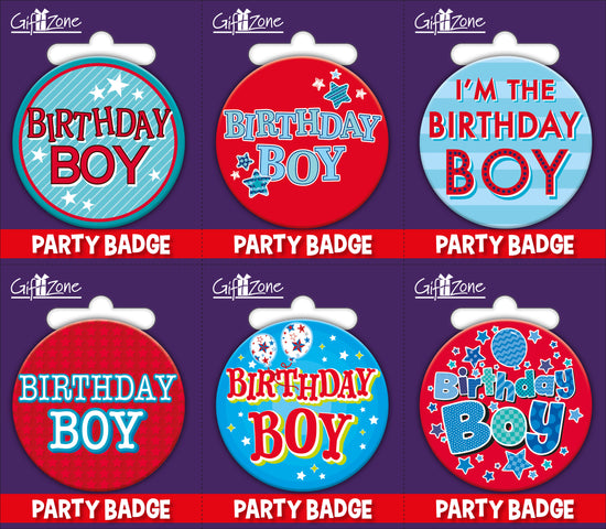 6pk Small Badges Birthday Boy