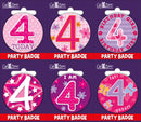 6pk Small Badges Birthday Age 4 - Tiger Feet Ireland