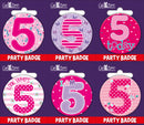 6pk Small Badges Birthday Age 5 - Tiger Feet Ireland