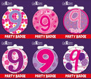 6pk Small Badges Birthday Age 9 - Tiger Feet Ireland