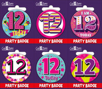 6pk Small Badges Birthday Age 12 - Tiger Feet Ireland