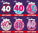 6pk Small Badges Birthday Age 40 - Tiger Feet Ireland