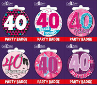 6pk Small Badges Birthday Age 40 - Tiger Feet Ireland