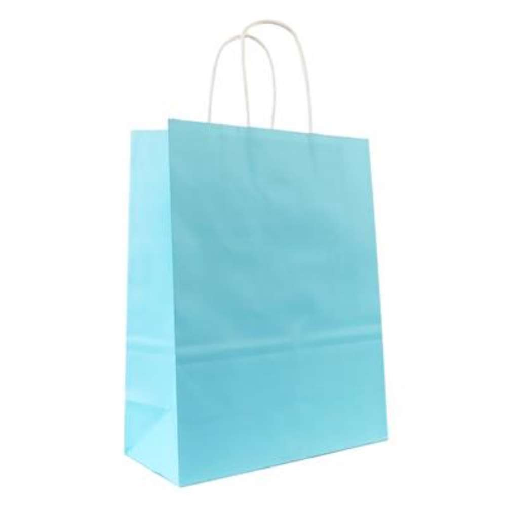 50pk Kraft Bag 240x110x310mm Light Blue