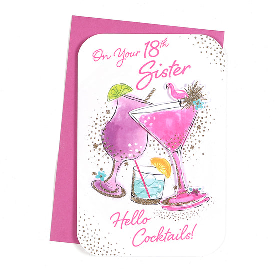 6pk Cards C75 Birthday Age 18 Sister