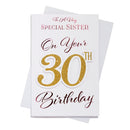 6pk Cards C75 Birthday Age 30 Sister - Tiger Feet Ireland