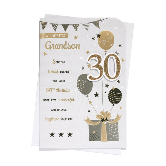 6pk Cards C75 Birthday Age 30 Grandson
