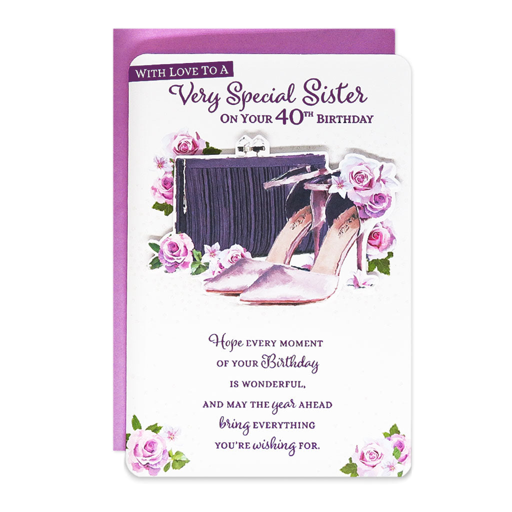 6pk Cards C75 Birthday Age 40 Sister - Tiger Feet Ireland