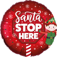 18" Foil Balloons Santa Stop Here Elf - Tiger Feet Ireland