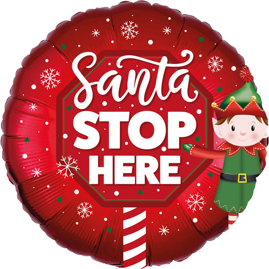 Foil Balloon 18" Santa Stop Here Elf