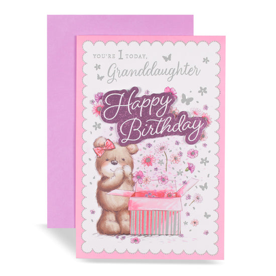 6pk Cards C75 Birthday Age 1 Granddaughter