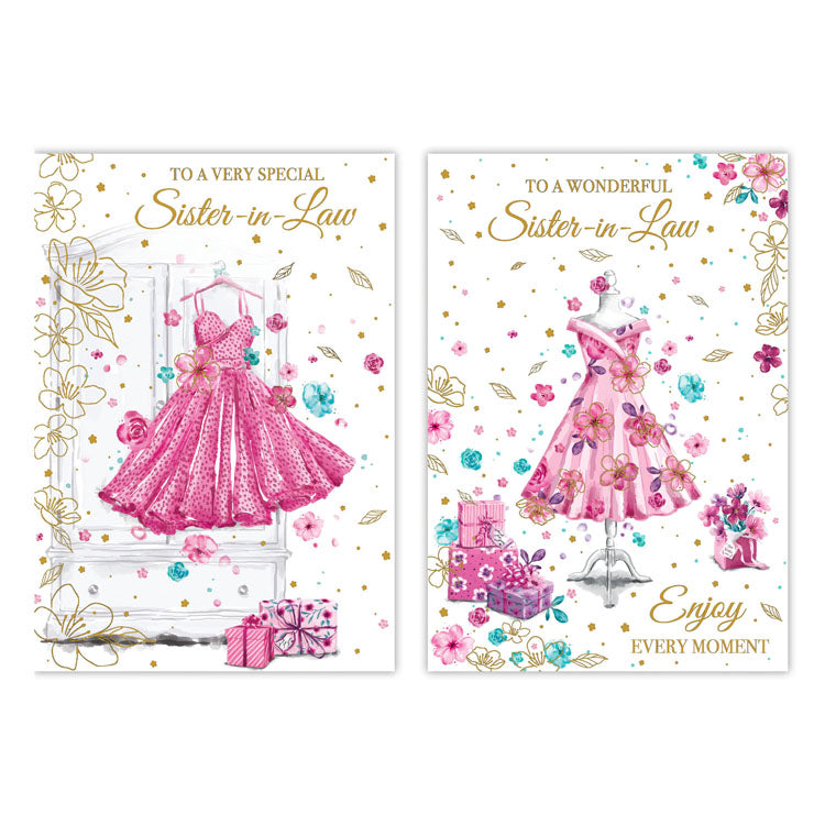 12pk Cards C50 Birthday Sister-In-Law - Tiger Feet Ireland