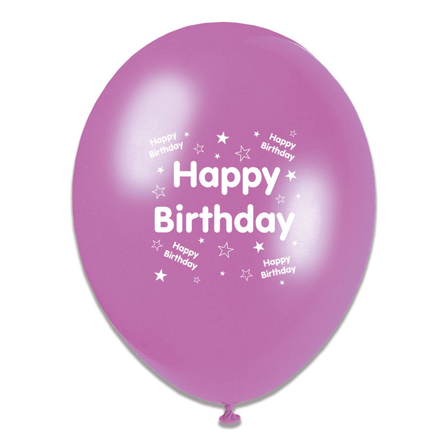 Tiger Feet Happy Birthday Mix Latex Balloons 6x8pk - Tiger Feet Ireland