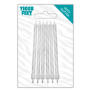 6pk Glitter Candles Glitter White - Tiger Feet Ireland