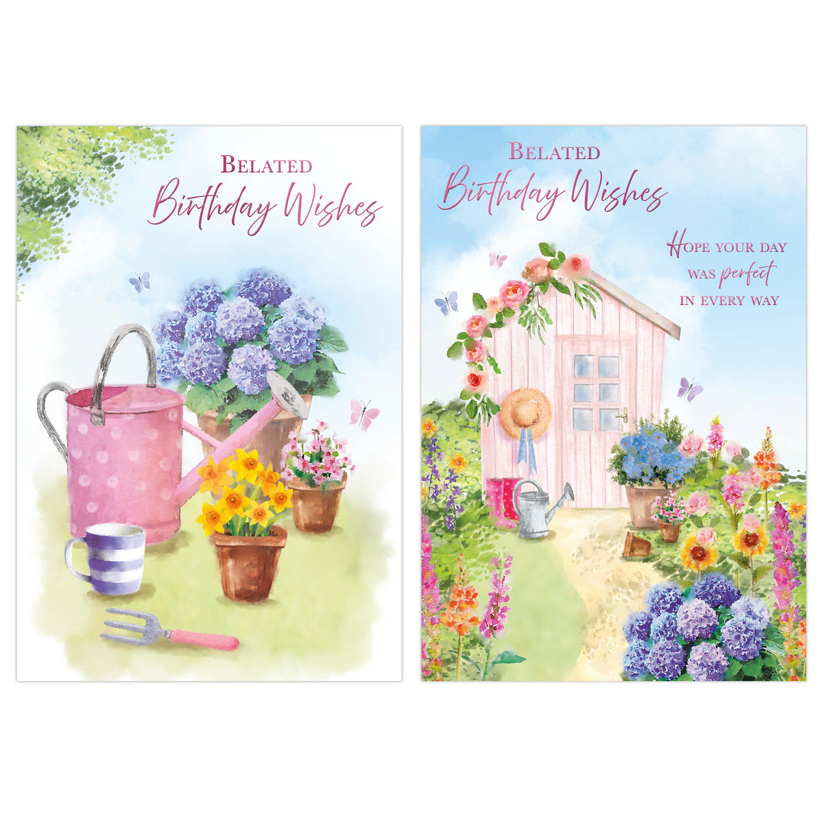 Poppyhill 12 Pack Cards Birthday Belated