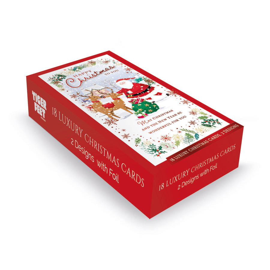 Tiger Feet Christmas Slim Boxed Cards Open 18pk - Tiger Feet Ireland