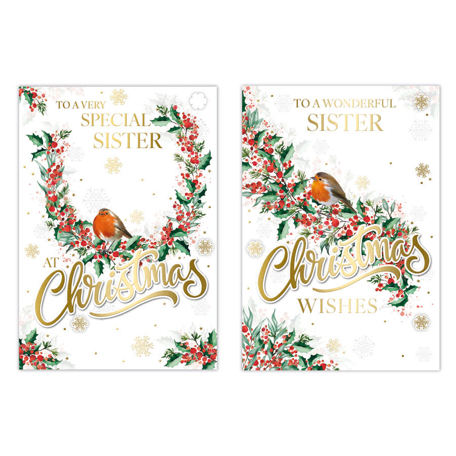 Poppyhill C50 Christmas Cards Sister 12pk - Tiger Feet Ireland